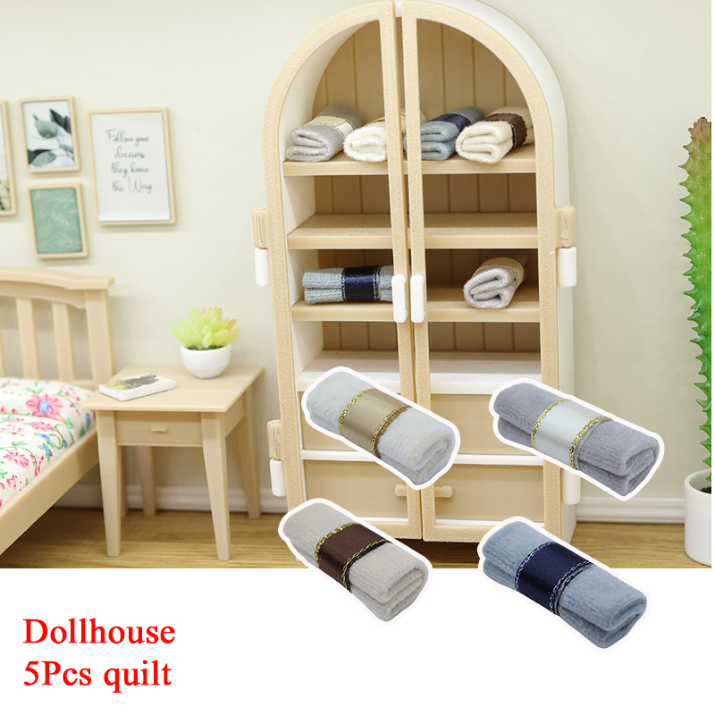 5Pcs 1/12 Dollhouse Mini Quilt - Model Kit Simulator 评论和价格